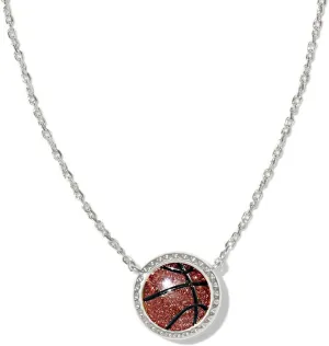 Basketball Pendant Necklace Sterling Silver Basketball Stuff Chain Basketball Accessories Jewelry Stackable Necklace for Teens, Jewelry for Player