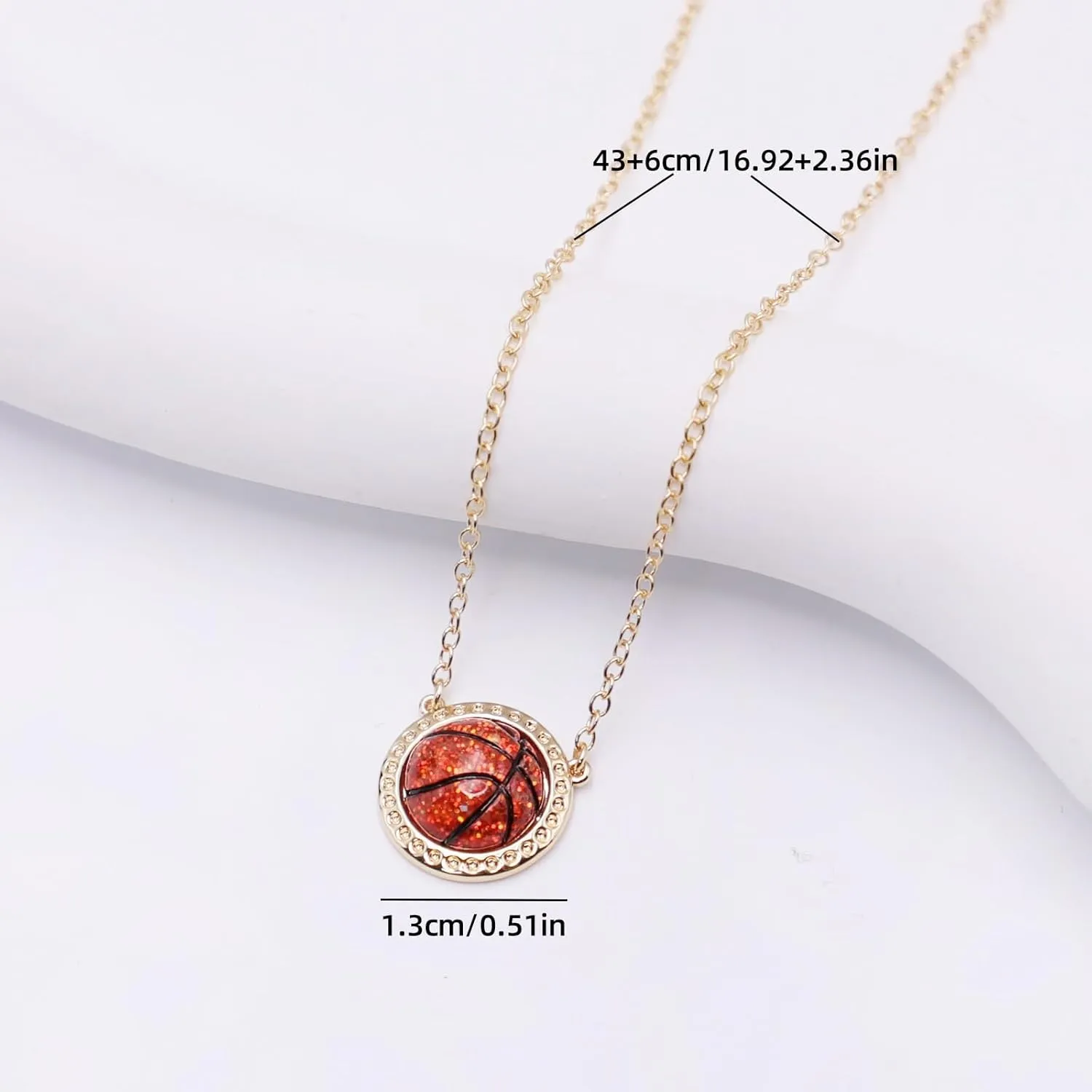 Basketball Pendant Necklace Sterling Silver Basketball Stuff Chain Basketball Accessories Jewelry Stackable Necklace for Teens, Jewelry for Player
