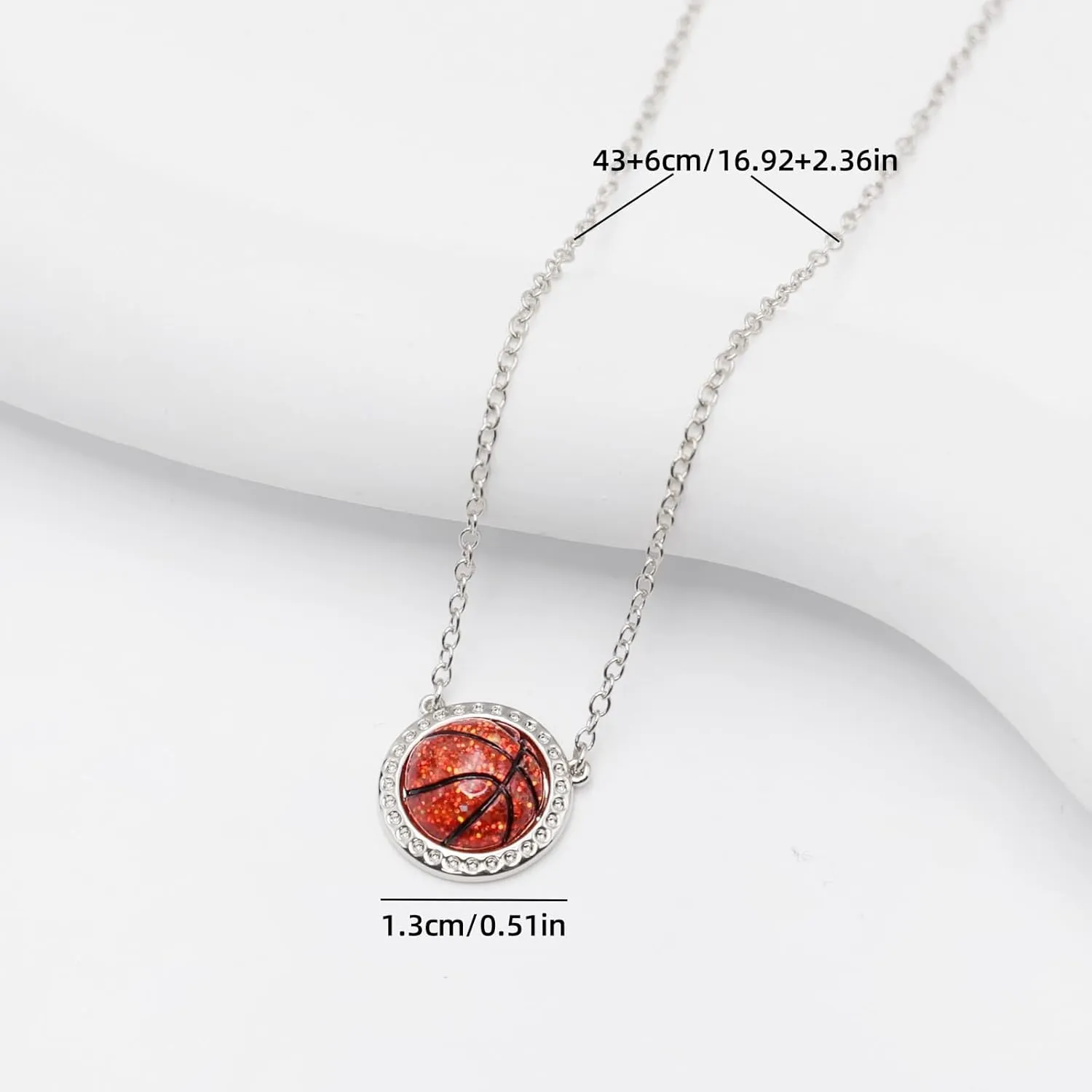 Basketball Pendant Necklace Sterling Silver Basketball Stuff Chain Basketball Accessories Jewelry Stackable Necklace for Teens, Jewelry for Player