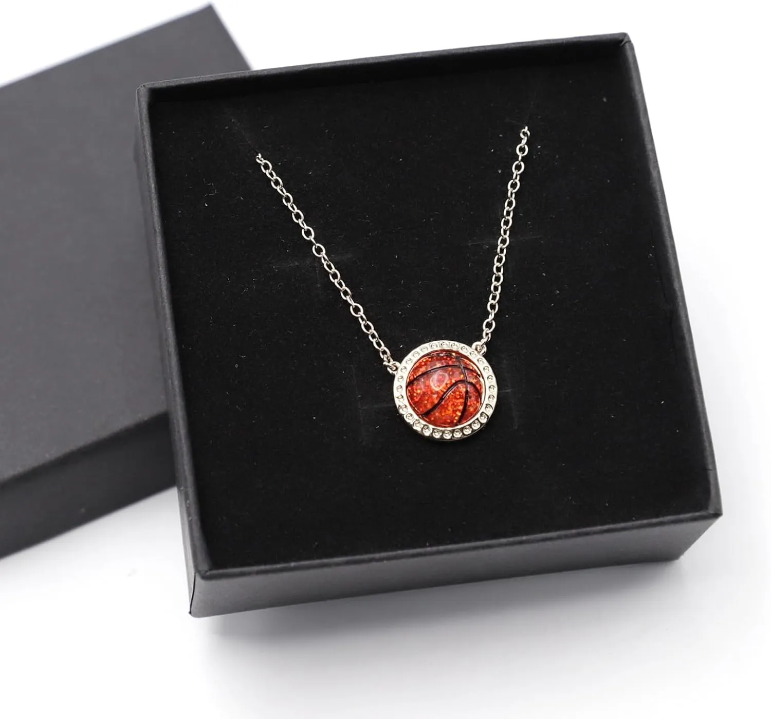 Basketball Pendant Necklace Sterling Silver Basketball Stuff Chain Basketball Accessories Jewelry Stackable Necklace for Teens, Jewelry for Player