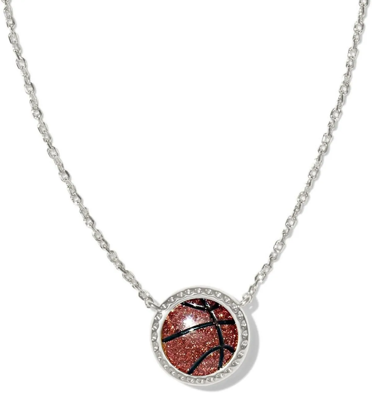 Basketball Pendant Necklace Sterling Silver Basketball Stuff Chain Basketball Accessories Jewelry Stackable Necklace for Teens, Jewelry for Player