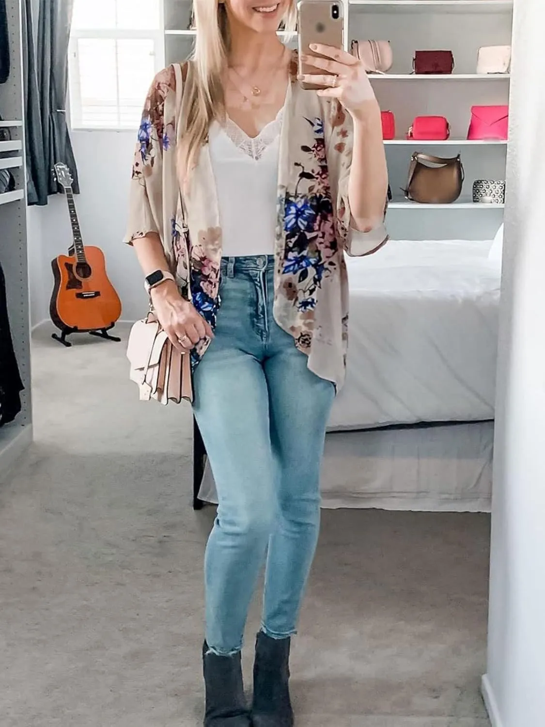 BB&KK Women's Floral Kimono Summer Short Cover Ups Tops
