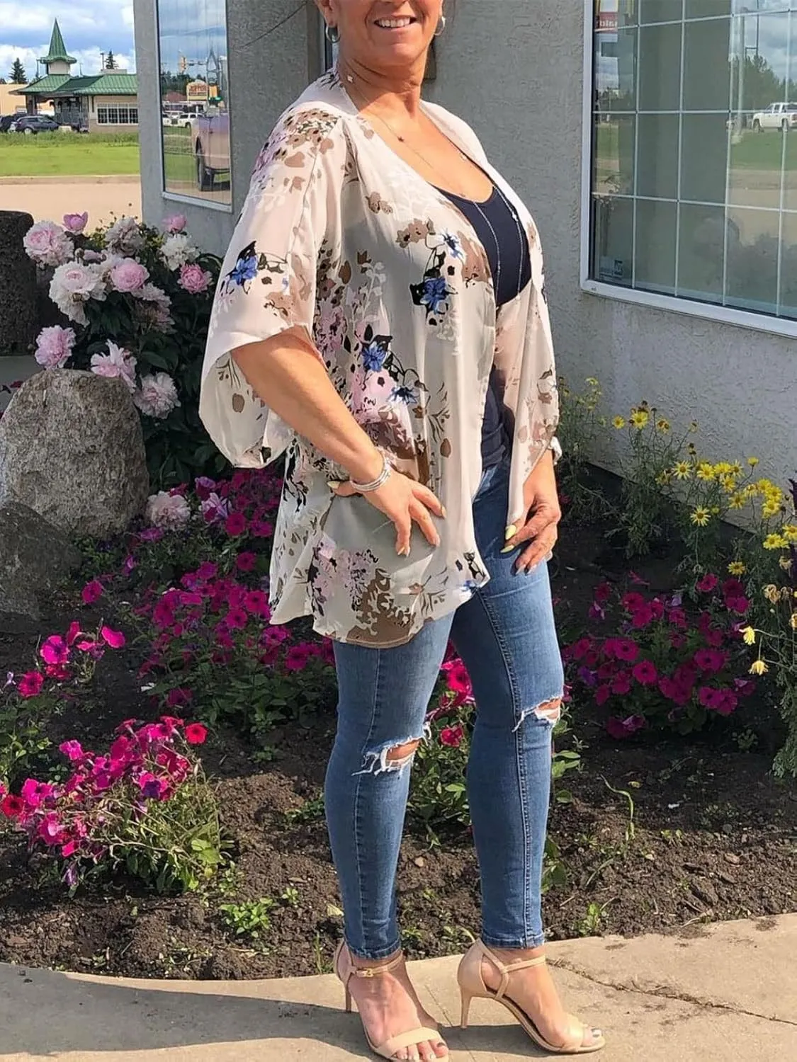 BB&KK Women's Floral Kimono Summer Short Cover Ups Tops