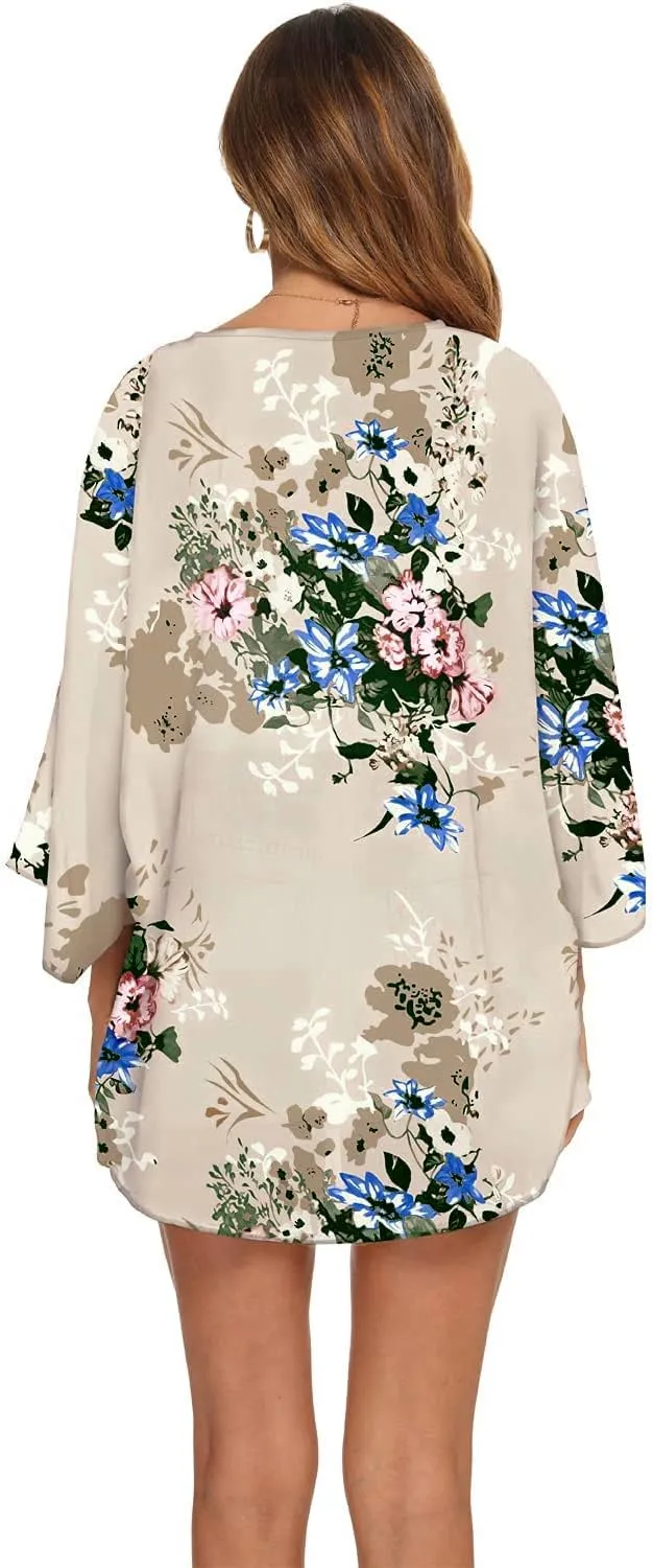 BB&KK Women's Floral Kimono Summer Short Cover Ups Tops