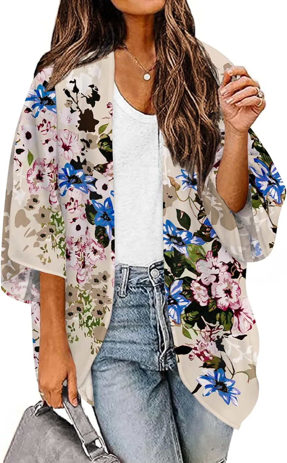 BB&KK Women's Floral Kimono Summer Short Cover Ups Tops