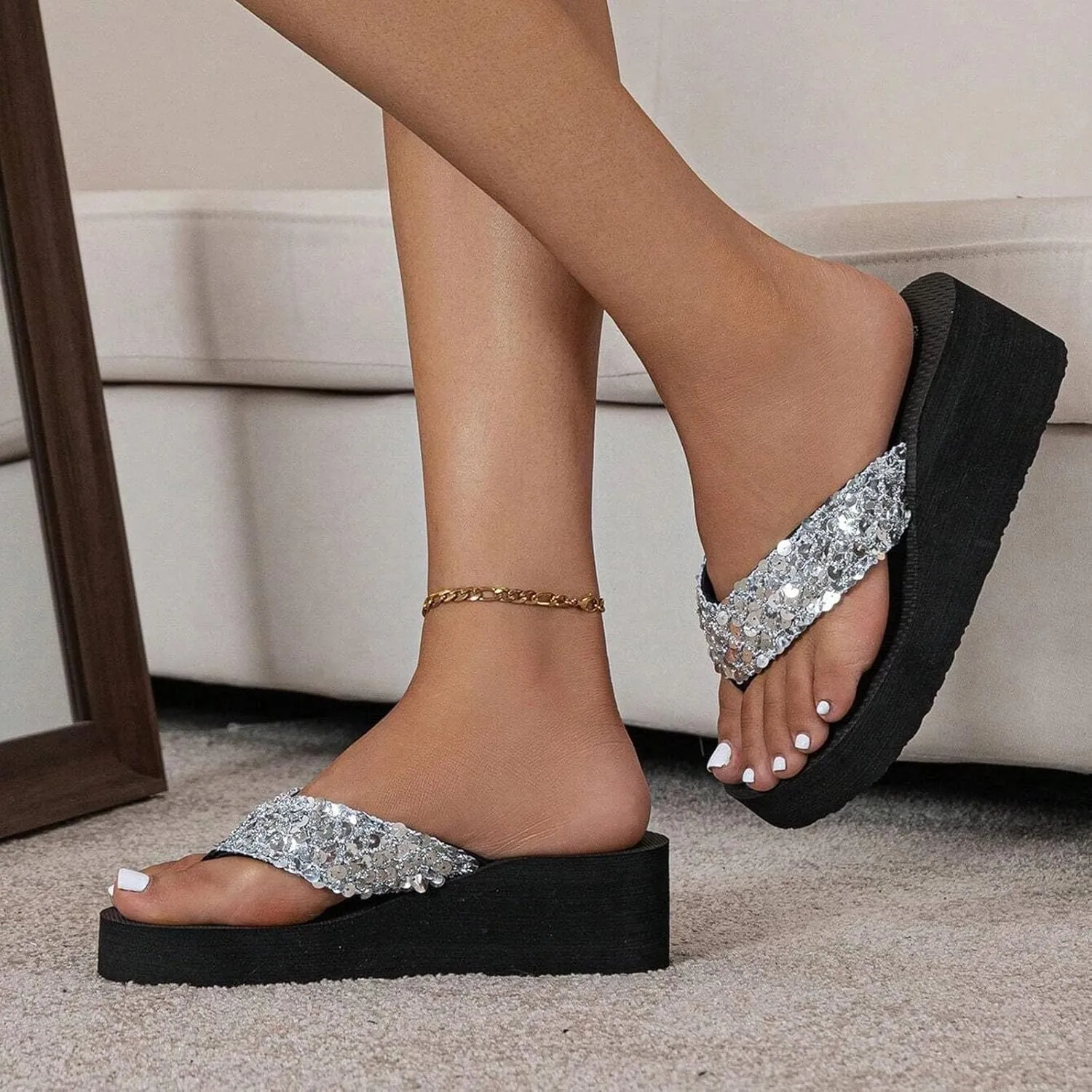 Beach Sandals for Woman Comfortable Flip Flops for Women Comfortable Beach Sandals Slip on Thong Flat Sandals