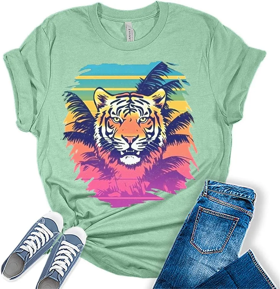 Beach Shirts for Women Coconut Trees Hawaiian Graphic Tshirt Summer Vacation Beach Tees Tops