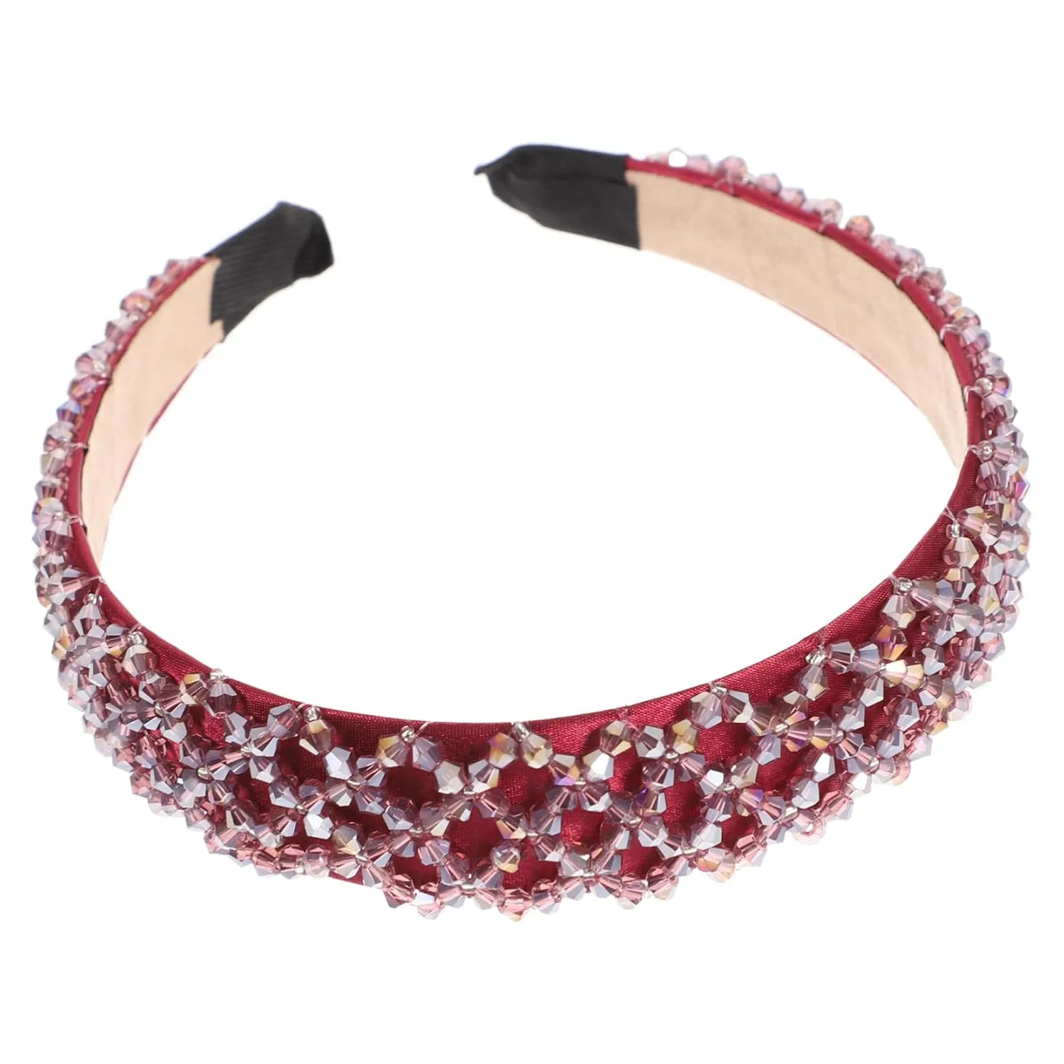 Beaded Crystal Headband Fashion Hair Accessory Red Knotted Headband for Women Hair Jewelry for Girls