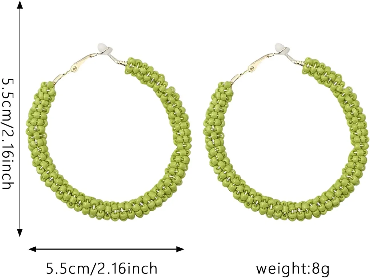 Beaded Hoop Earrings for Women Mixed Color Bead Dangle Bohemia Hoop Dangle Earring Studs