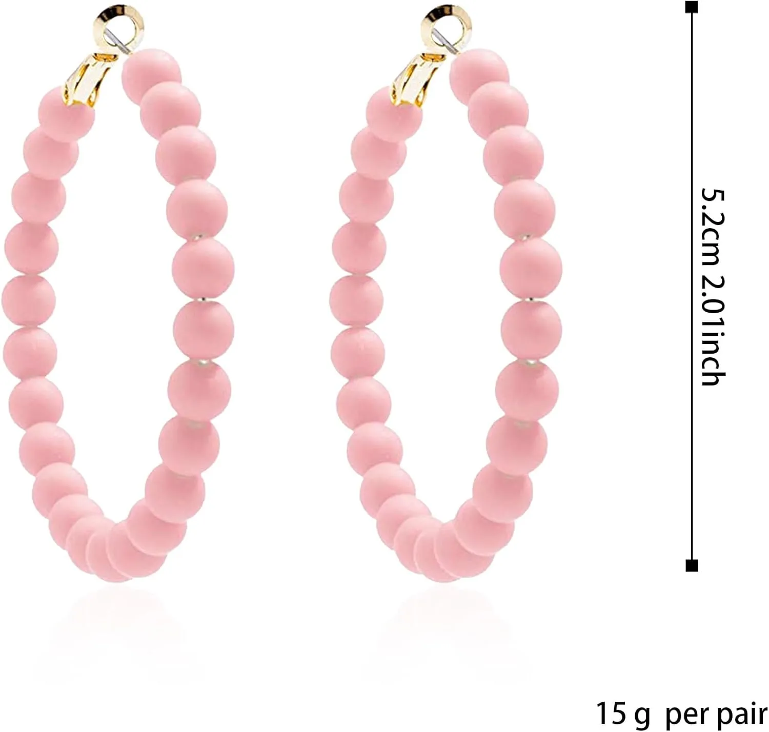 Beaded Hoop Earrings Women Bohemian Circle Round Colorful Bead Dangle Earrings for Women