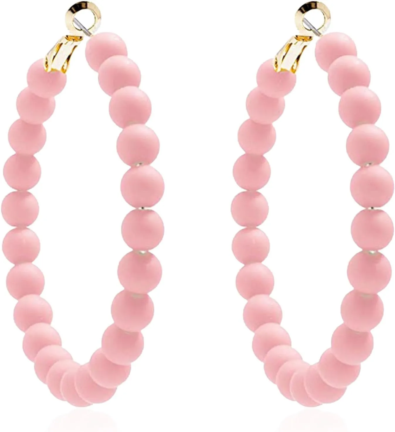 Beaded Hoop Earrings Women Bohemian Circle Round Colorful Bead Dangle Earrings for Women