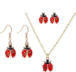 Bee Necklace Earrings Set for Women, Butterfly Jewelry Set Ladybug Necklace Earrings Daisy Earrings Necklace Cute Animal Jewelry