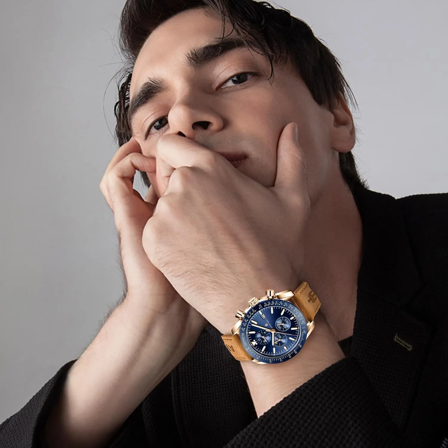BENYAR - Stylish Wrist Watch for Men Silicone Strap Watches Quartz Movement, Waterproof and Scratch Resistant, Analog Chronograph Business Watch Mens Gift