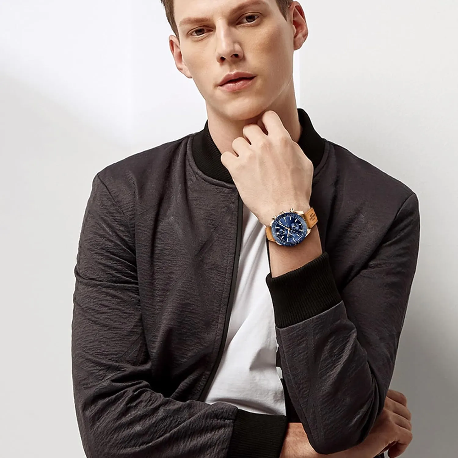 BENYAR - Stylish Wrist Watch for Men Silicone Strap Watches Quartz Movement, Waterproof and Scratch Resistant, Analog Chronograph Business Watch Mens Gift