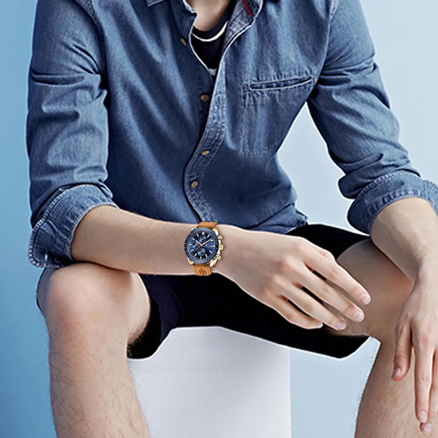 BENYAR - Stylish Wrist Watch for Men Silicone Strap Watches Quartz Movement, Waterproof and Scratch Resistant, Analog Chronograph Business Watch Mens Gift