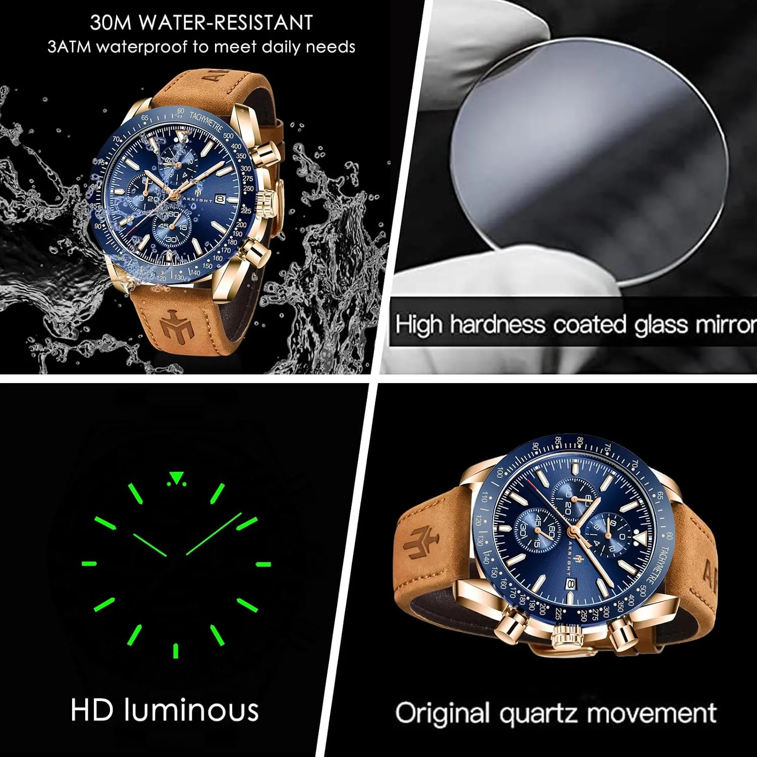 BENYAR - Stylish Wrist Watch for Men Silicone Strap Watches Quartz Movement, Waterproof and Scratch Resistant, Analog Chronograph Business Watch Mens Gift