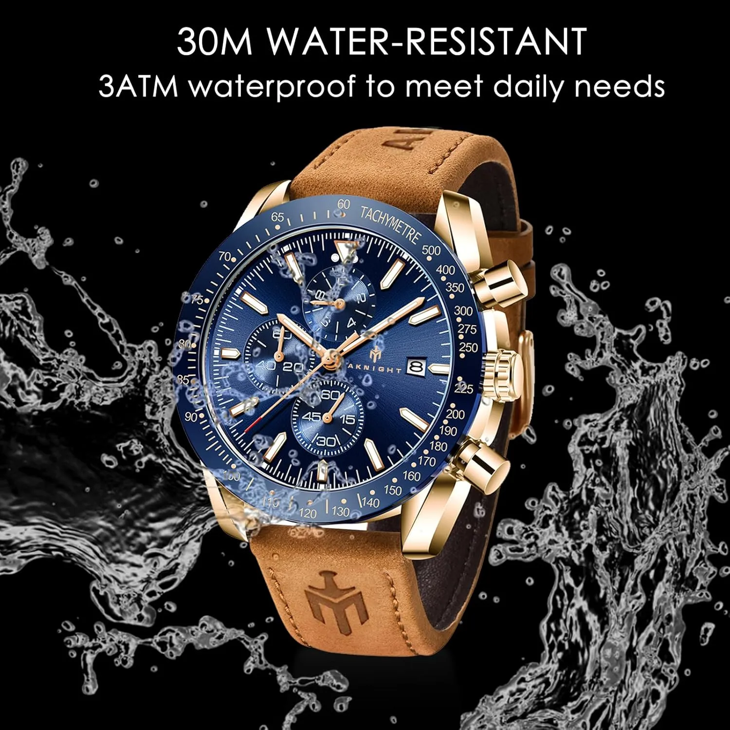 BENYAR - Stylish Wrist Watch for Men Silicone Strap Watches Quartz Movement, Waterproof and Scratch Resistant, Analog Chronograph Business Watch Mens Gift
