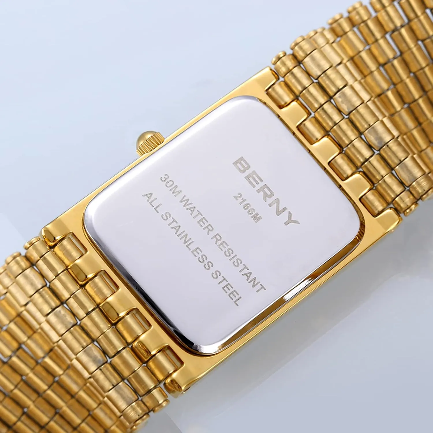 BERNY Gold Watches for Men with Date Window Japanese Quartz Movement Waterproof Men's Wrist Watches Luxury Casual Fashion Mens Watch