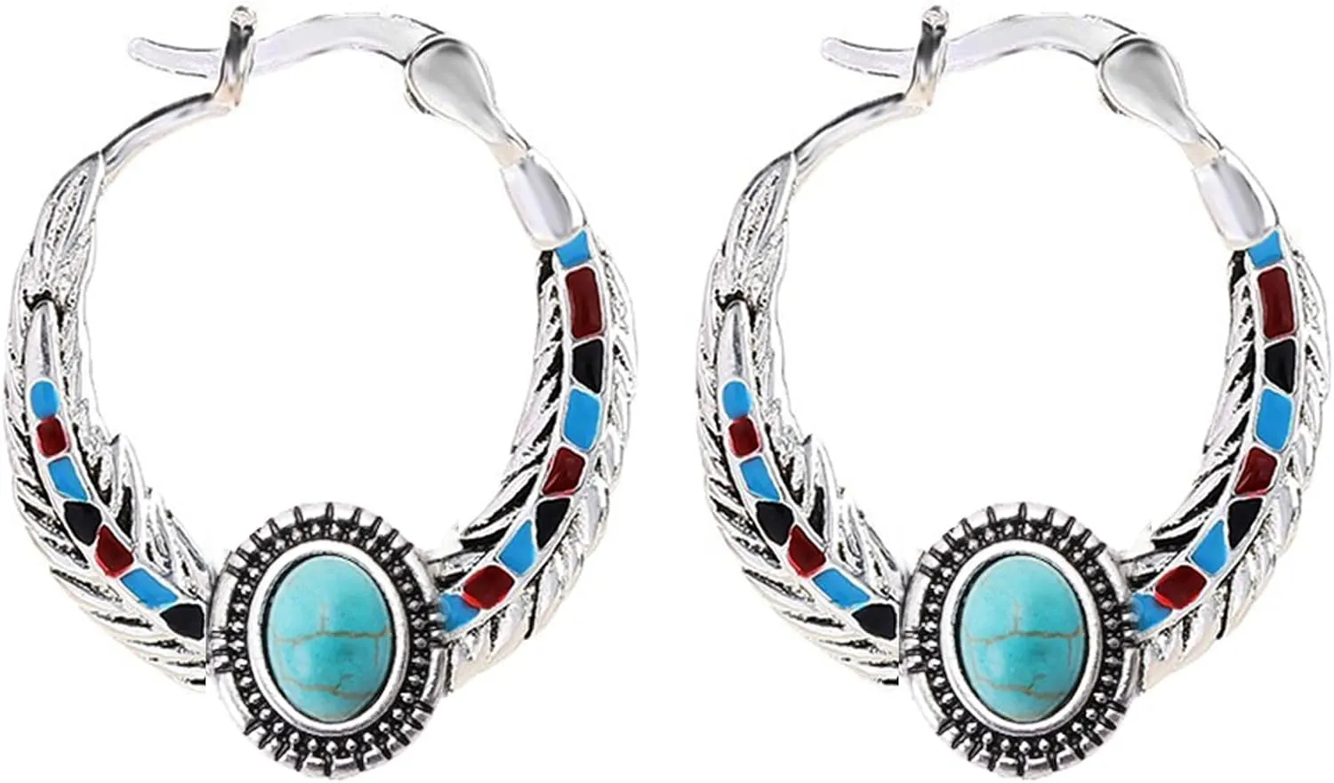 BG&WLing Turquoise Earrings 925 Sterling Silver Teardrop Dangle Drop Earring Western Bohemia Vintage Jewelry for Women