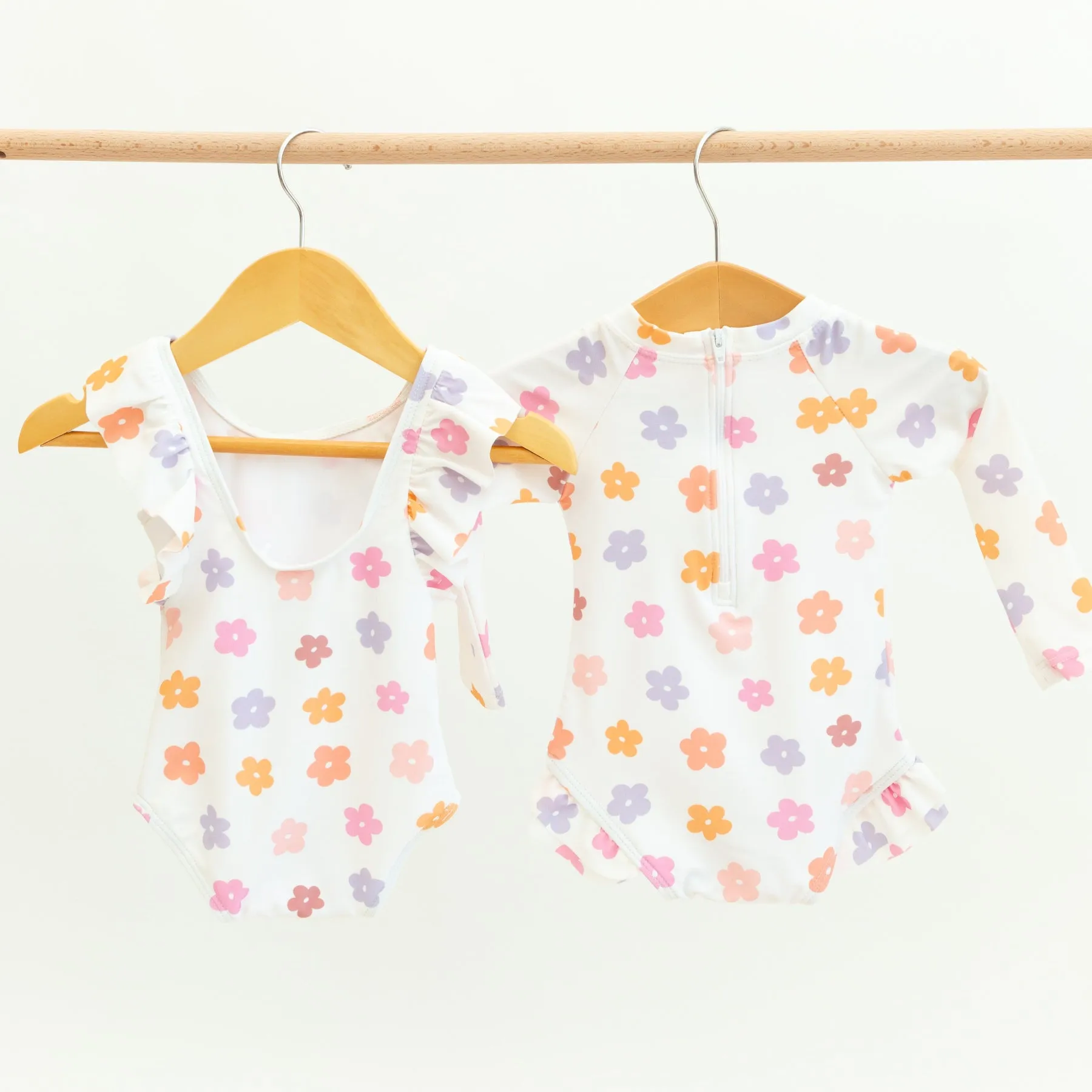 Big Daisies Ruffle Sleeves One-Piece Bathing Suit