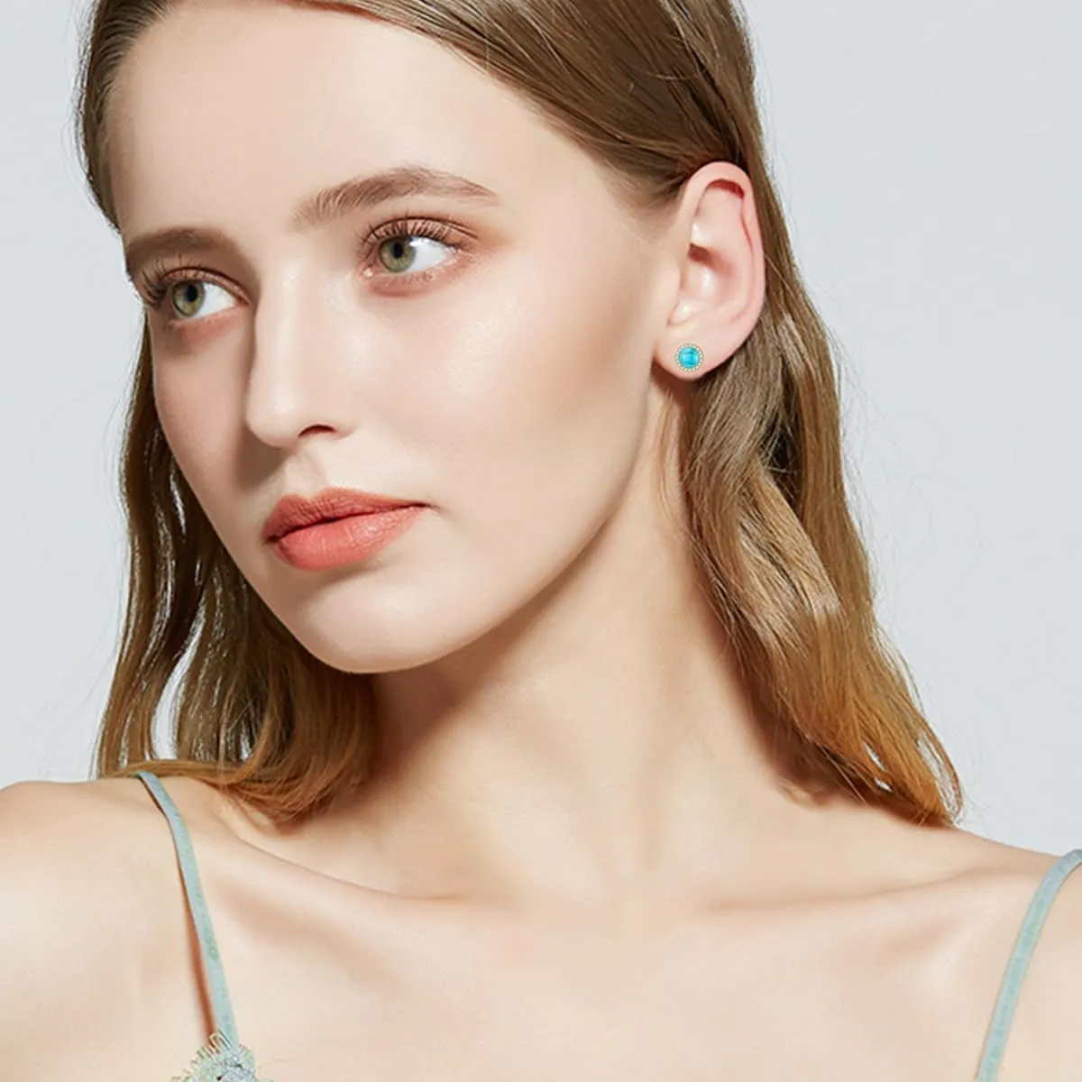 Black Onyx/Turquoise/Lapis Lazuli/Malachite/Tiger Eye/Red Agate Stud Earrings Sterling Silver Plated 14k Gold Round Genuine Gemstone Earrings Jewelry Gift for Women Wife