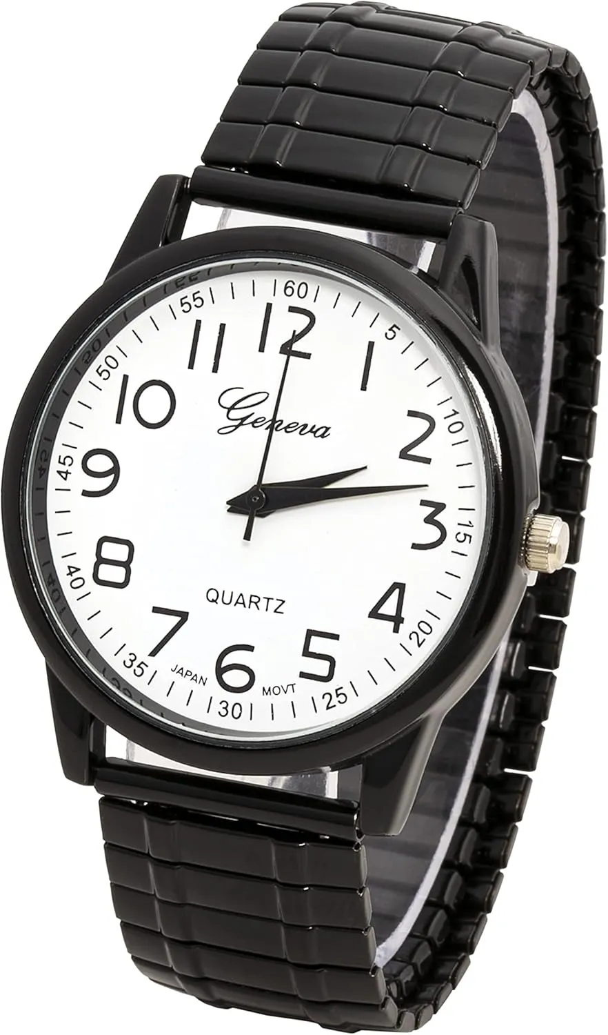 Blekon Collections Unisex Large Face Easy to Read 40mm Case Japanese Quartz Movement Stretch Band Watch