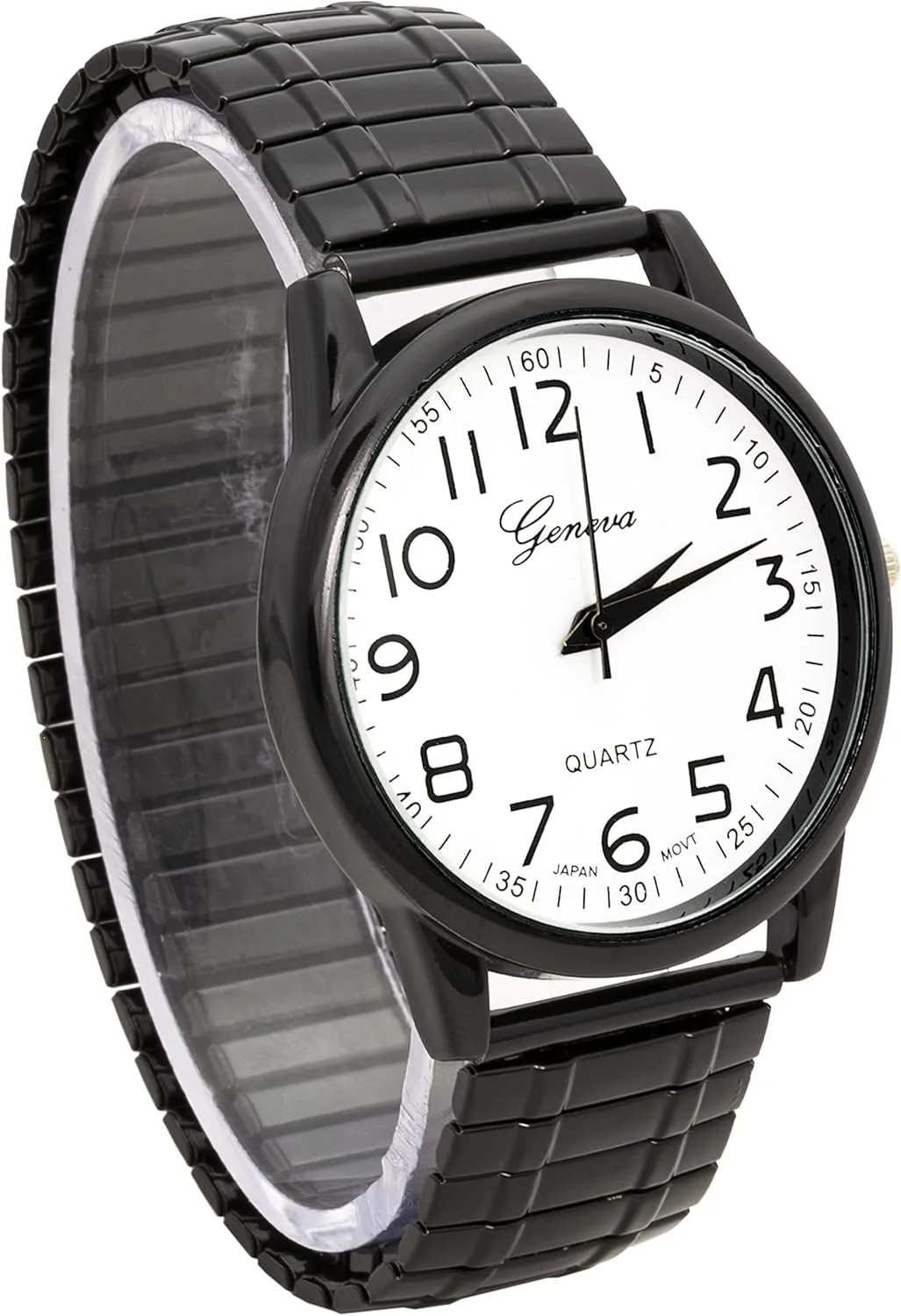Blekon Collections Unisex Large Face Easy to Read 40mm Case Japanese Quartz Movement Stretch Band Watch