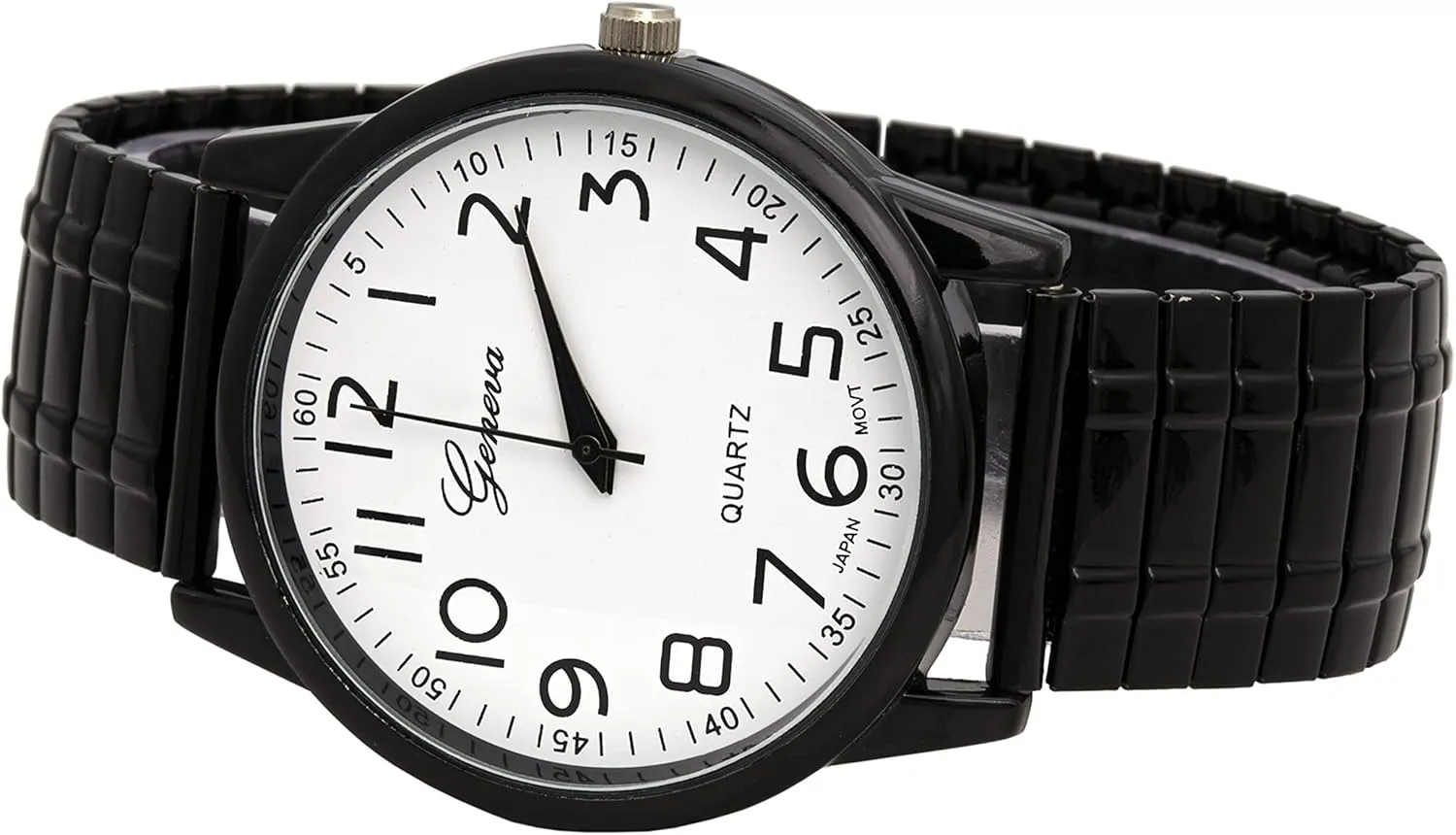 Blekon Collections Unisex Large Face Easy to Read 40mm Case Japanese Quartz Movement Stretch Band Watch