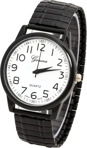 Blekon Collections Unisex Large Face Easy to Read 40mm Case Japanese Quartz Movement Stretch Band Watch