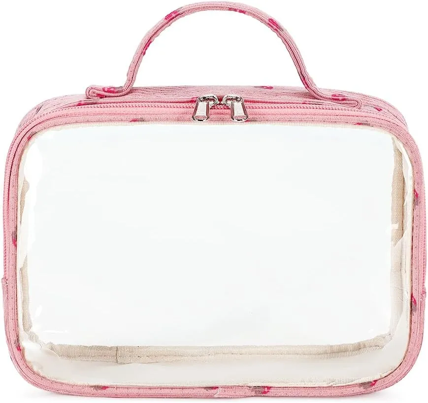Bluboon 3Pcs Makeup Toiletry Bag for Women, Clear Packing Cubes Cosmetic Bag for Travel Women With Zipper Travel Essentials (Corduroy Strawberry Pink)