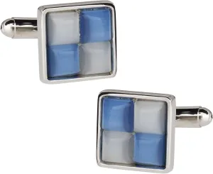 Blue & White Catseye-style Cufflinks by Cuff-Daddy