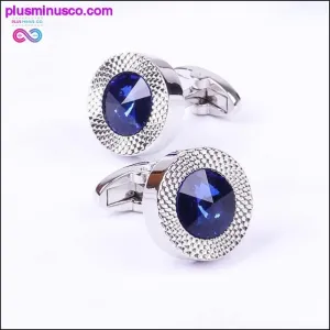 Blue Crystal Cone Cufflinks Men Classic Brand Blue Prismatic