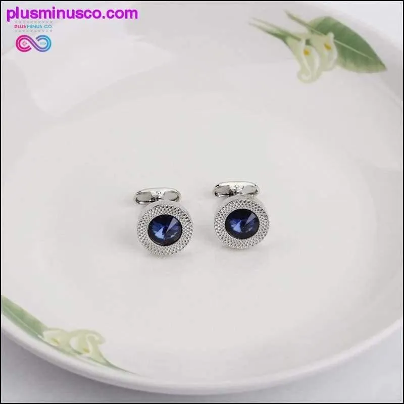 Blue Crystal Cone Cufflinks Men Classic Brand Blue Prismatic