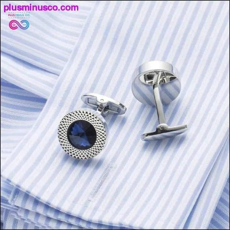 Blue Crystal Cone Cufflinks Men Classic Brand Blue Prismatic