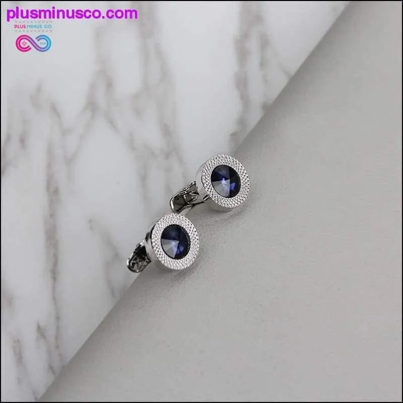 Blue Crystal Cone Cufflinks Men Classic Brand Blue Prismatic