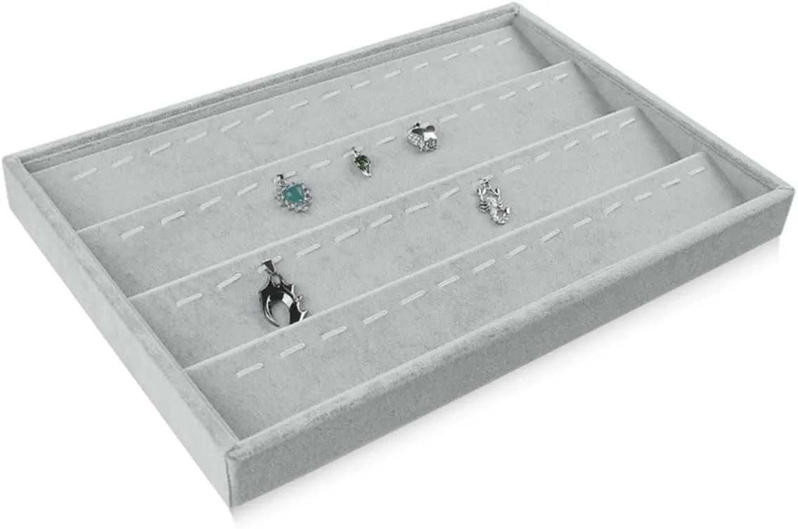 Bocar Jewelry Tray, Velvet Jewelry Pendant Display Organizer Holder for Women Accessary, 56 Drop Pendant Jewelry Display Showcase for Dresser, Jewelry Store (GP-56DZ)