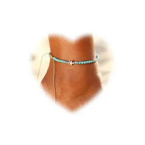 Bohemian Blue Bead Anklet for Women Star Anklets Chain Bracelet Woven Rope Anklets Chain Bracelet Summer Beach Foot Ankle Chain Jewelry for Girls Gifts