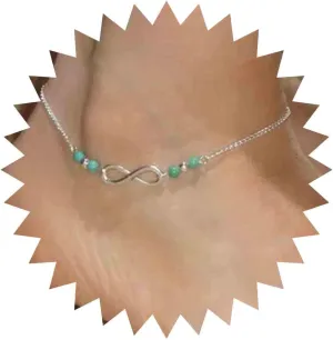 Bohemian Infinity Turquoise Anklets Silver Figure Eight Infinity Ankle Bracelet Eternal Anklets Chain Bracelets Turquoise Ankle Chain Friendship Foot Chain Jewelry for Women