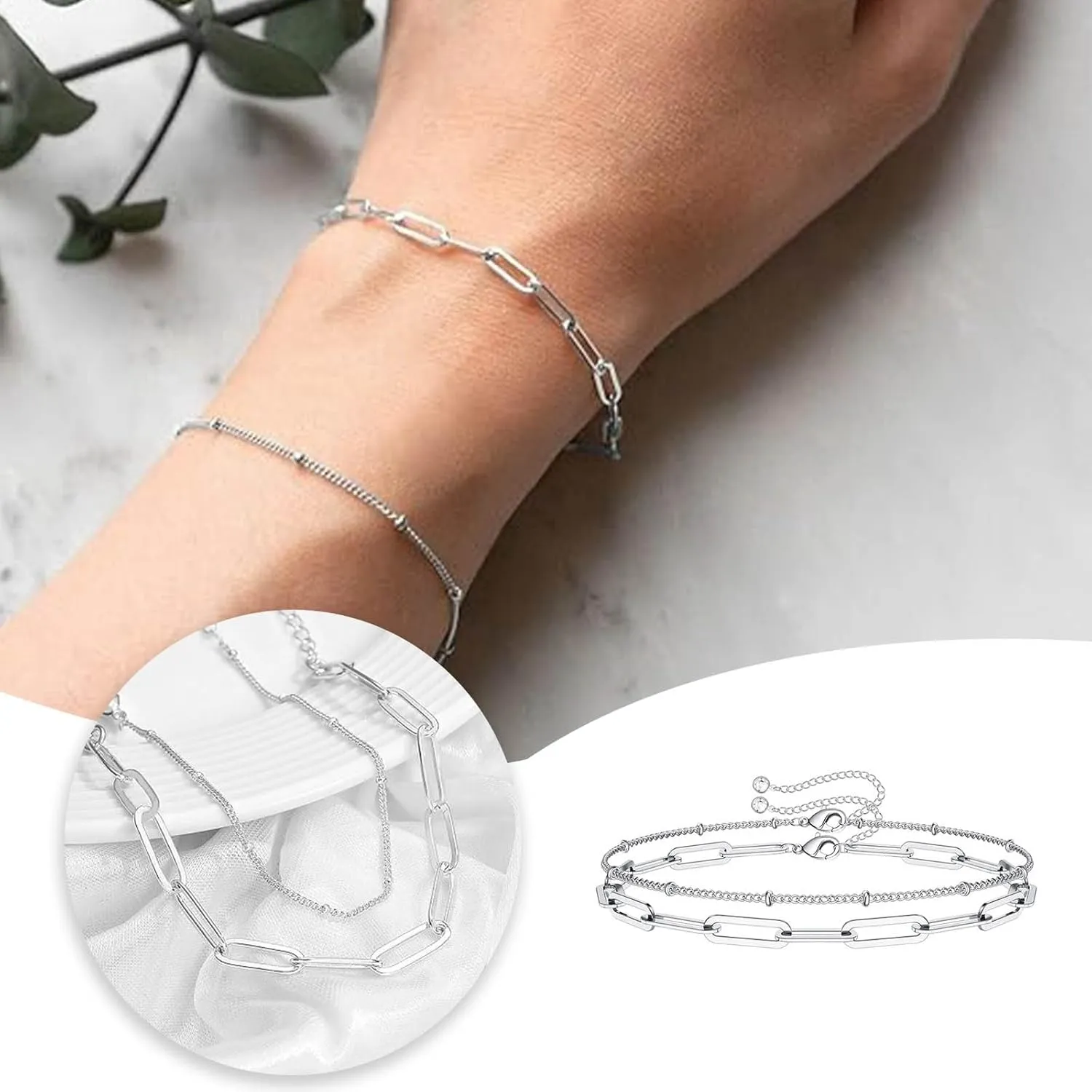 Bracelets for Women Non Tarnish 925 Sterling Silver Charm Link, Birthday Anniversary Jewelry Gifts for Wife Girlfriend Mother