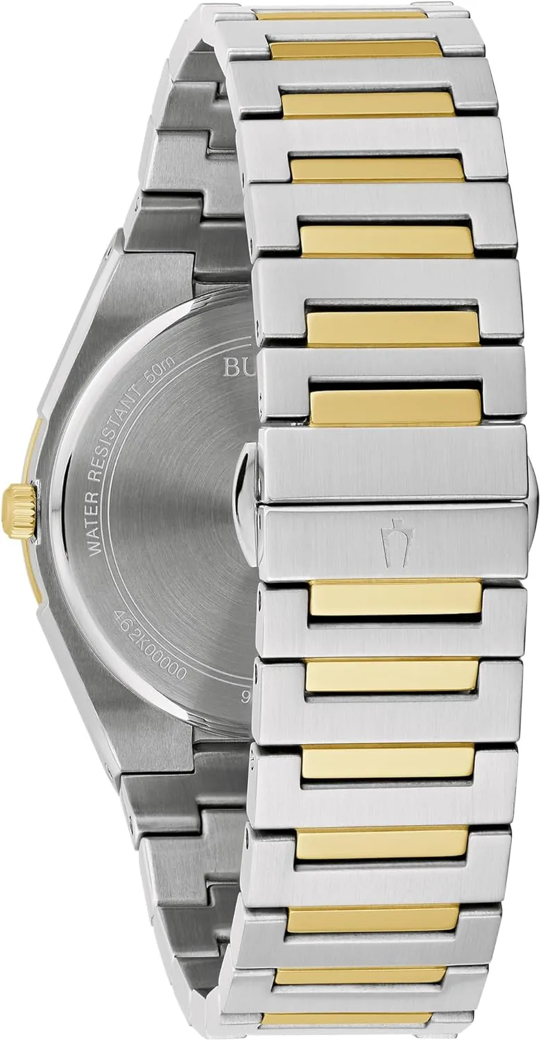 Bulova Mens Dress Classic Quartz Two Tone Stainless Steel Watch, Patterned Dial, 39mm