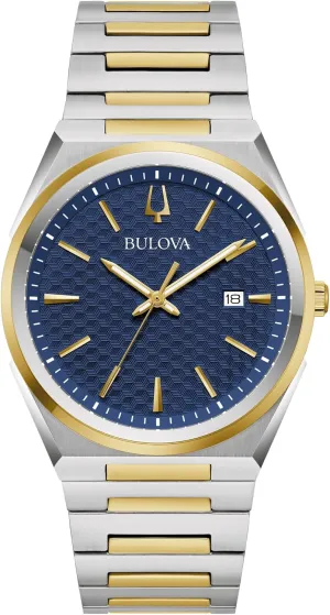 Bulova Mens Dress Classic Quartz Two Tone Stainless Steel Watch, Patterned Dial, 39mm