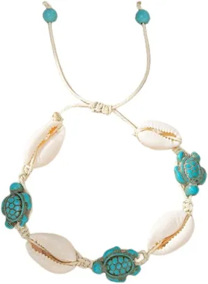 Caiyao Boho Turtle Starfish Shell Evil Eye Beach Ankle Bracelets Necklace Adjustable Summer Ocean Bracelets Jewelry for Women