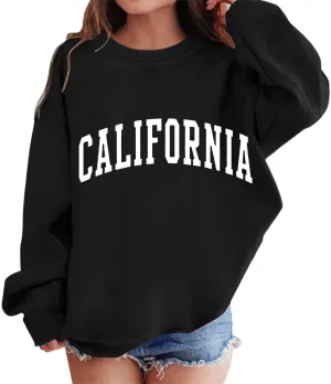 California Hoodies for Girls Graphic Letter Print Pullovers Tops Long Sleeve Casual Soft Pullover Tops for 3-12 Years