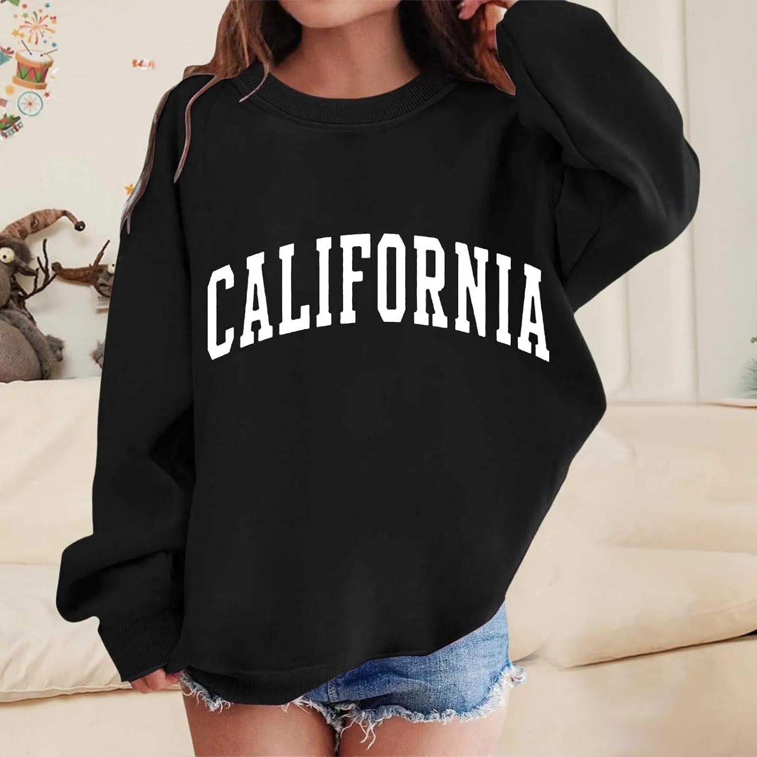 California Hoodies for Girls Graphic Letter Print Pullovers Tops Long Sleeve Casual Soft Pullover Tops for 3-12 Years