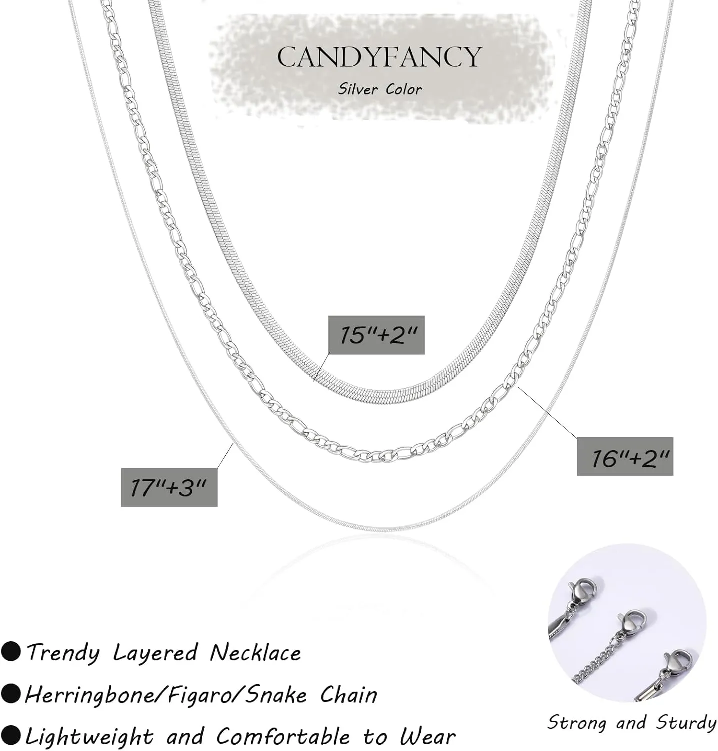 CANDYFANCY Dainty Gold Layered Necklace for Women Herringbone Snake Cuban Cable Chain Paperclip Rope Beaded Link Choker Layering Necklaces Set for Women Trendy Jewelry Gifts
