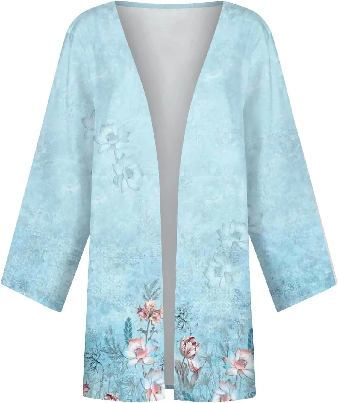 Cardigan Sweaters for Women Long Sleeve Sweaters Fashion Floral Print Dusters Kimono Cardigan Thin Workout Jacket
