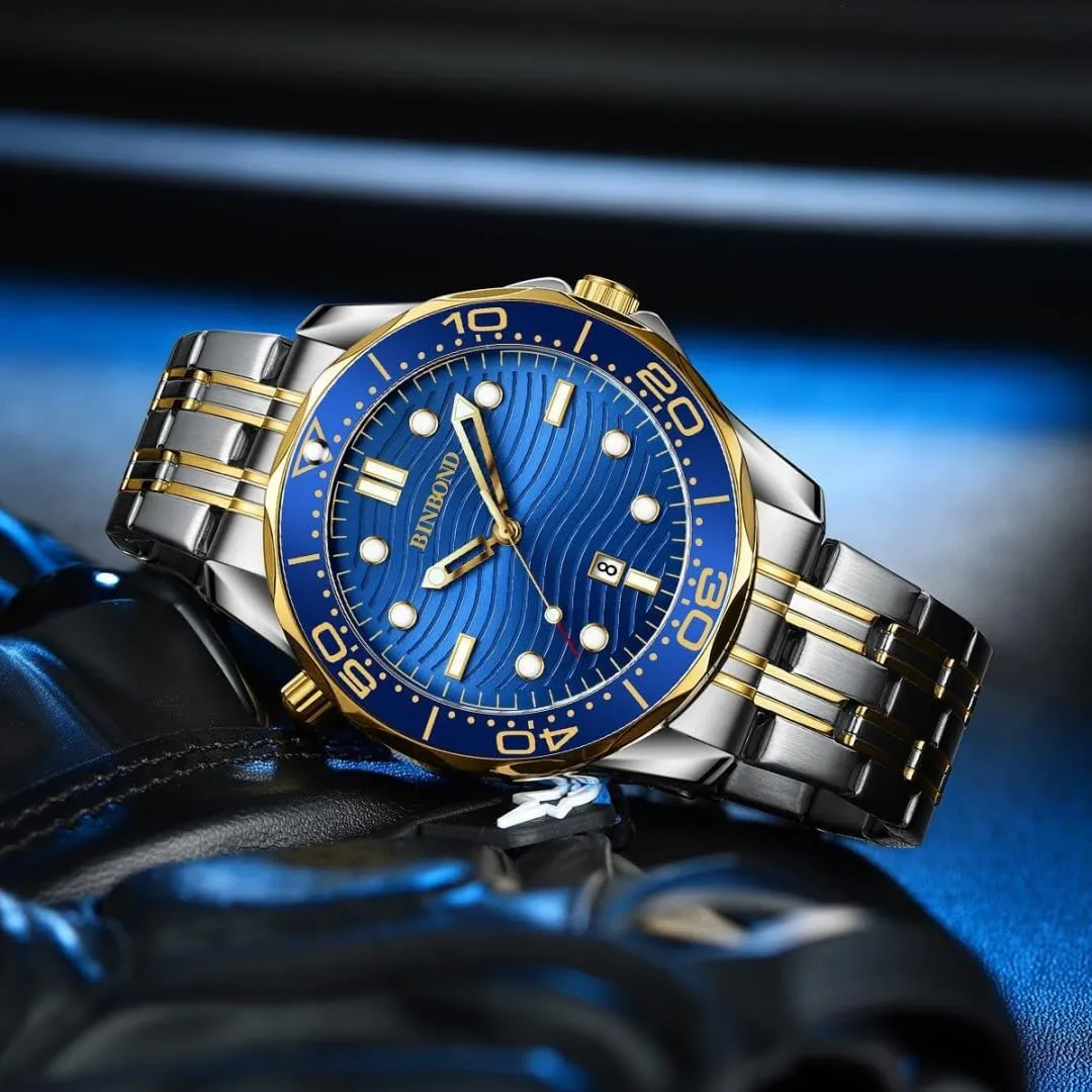 Casual Fashion Sea Horse Series Quartz Men's Watch Date Waterproof Luminous Sports Business Men's Wrist Watch Stainless Steel/Silicone Strap Watches