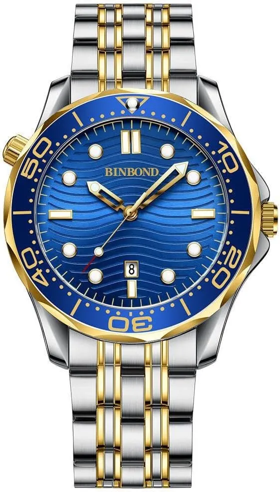 Casual Fashion Sea Horse Series Quartz Men's Watch Date Waterproof Luminous Sports Business Men's Wrist Watch Stainless Steel/Silicone Strap Watches
