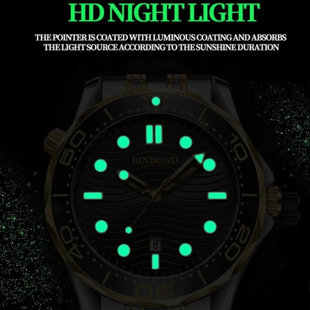 Casual Fashion Sea Horse Series Quartz Men's Watch Date Waterproof Luminous Sports Business Men's Wrist Watch Stainless Steel/Silicone Strap Watches