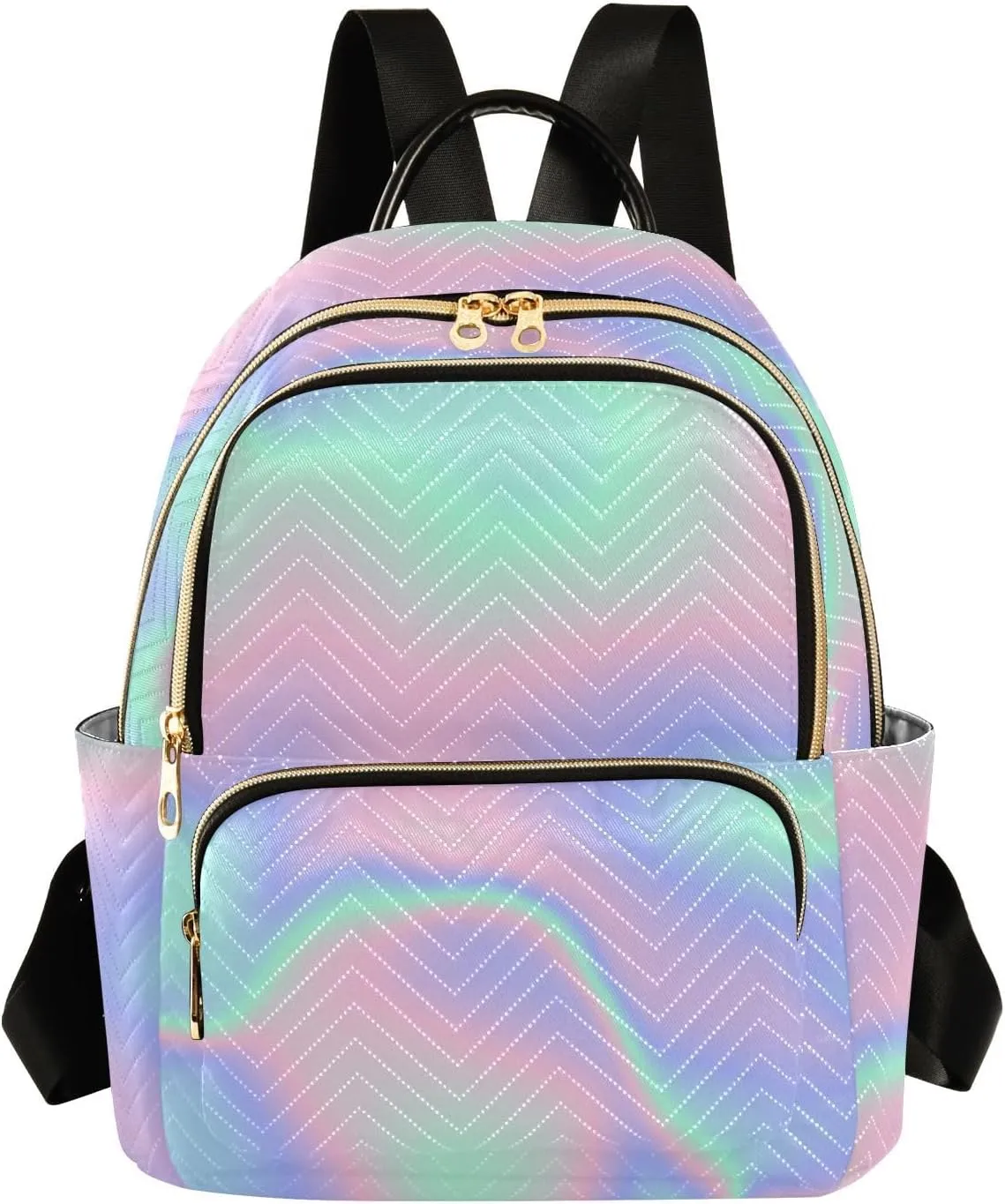 CEBUGI Holographic Wave Women's Backpack Purse Fashion Travel Anti Theft Backpack Casual Daypack for Work College,S